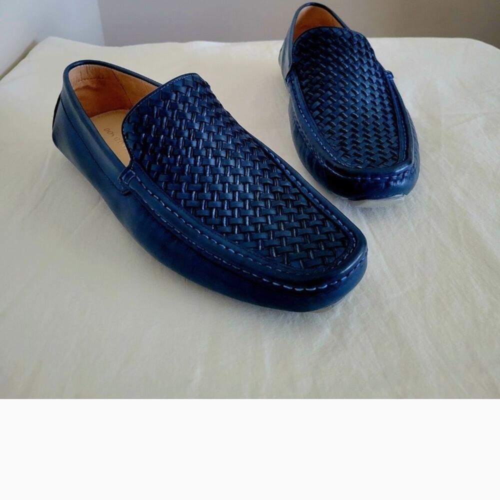 Donald J. Pliner Navy Woven Loafers